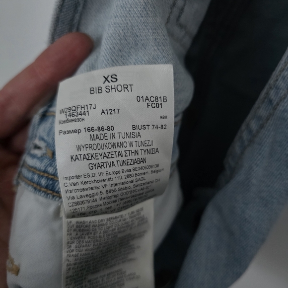 NWT Wrangler Bib Shorts Overalls XS Blue Jean W29QFH17J Tubble Blue Casual - Picture 10 of 15